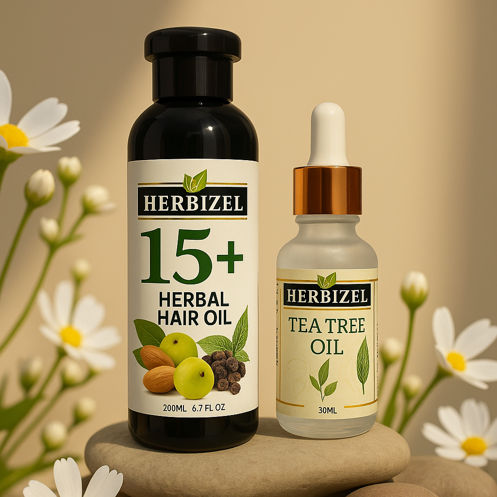 Herbizel Herbal Hair Oil (200 ml ) + Herbizel Teatree Oil (30 ml )